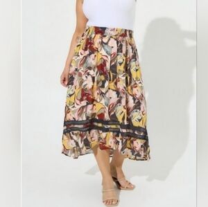 TORRID Floral High Low Midi Skirt With Lace Detail Torrid Size 2 (Size 18-20)